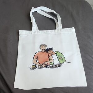 White Tote Bag HEARTSTOPPER Print WITH ZIPPER